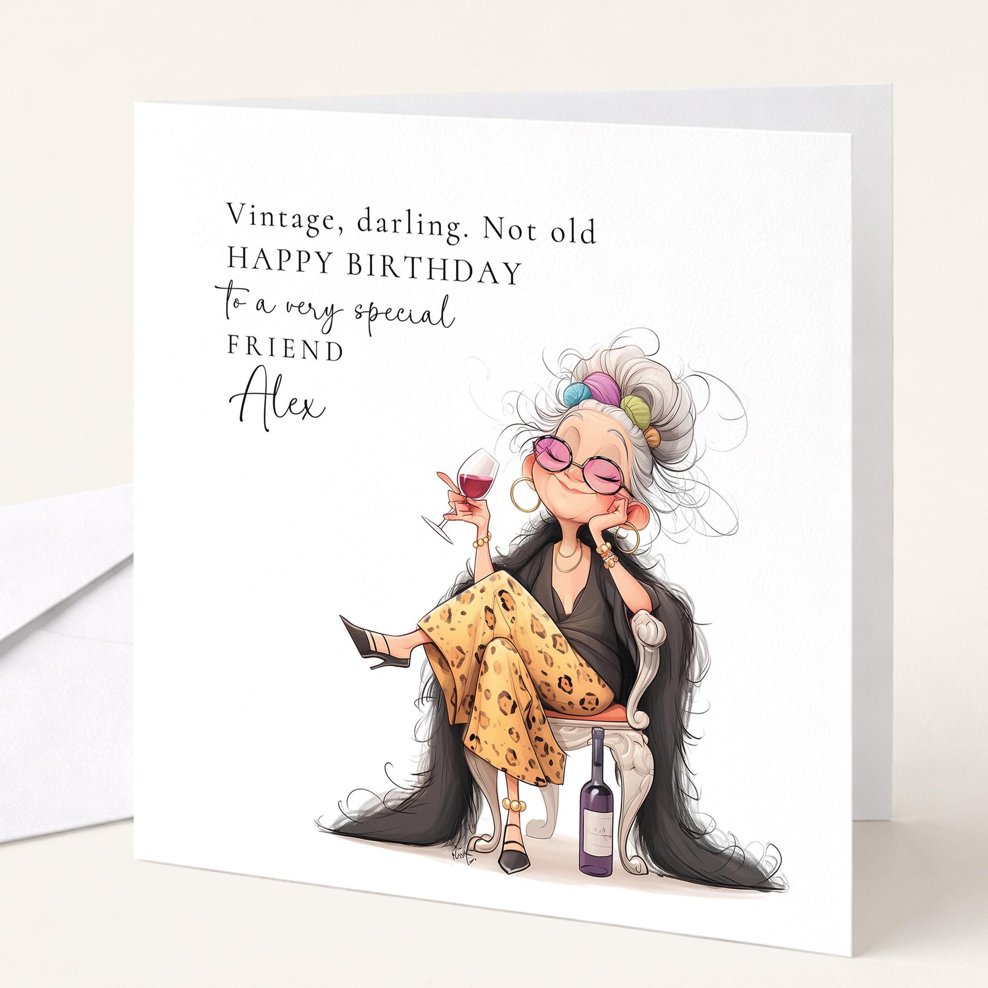 Funny Birthday Card for Friend, Vintage Not Old Birthday Card, Humorous Womens Birthday Card, Fabulous Friend Birthday Card