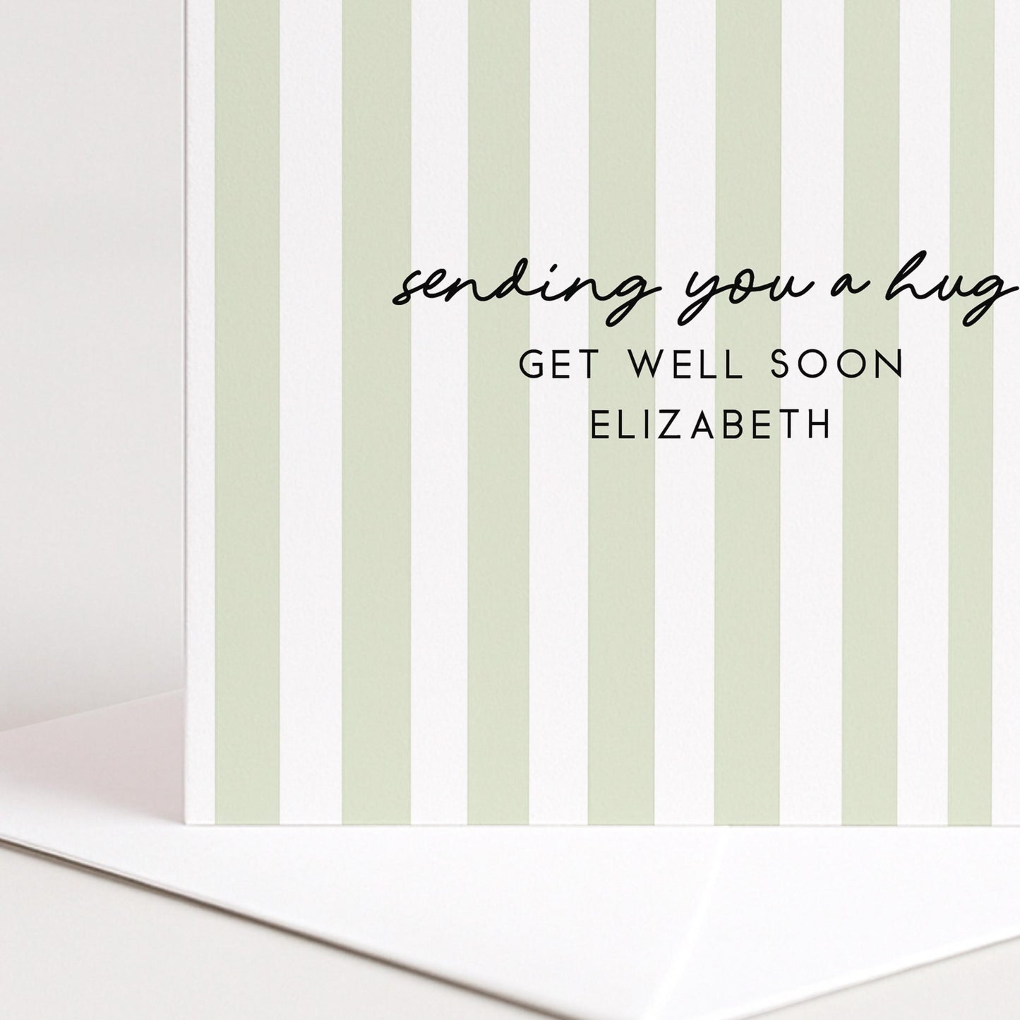 Get Well Soon Card Personalised, Thinking of You Card, Custom Name Recovery Card, Minimalist Stripe Card, Sending You a Hug