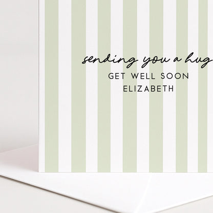 Get Well Soon Card Personalised, Thinking of You Card, Custom Name Recovery Card, Minimalist Stripe Card, Sending You a Hug