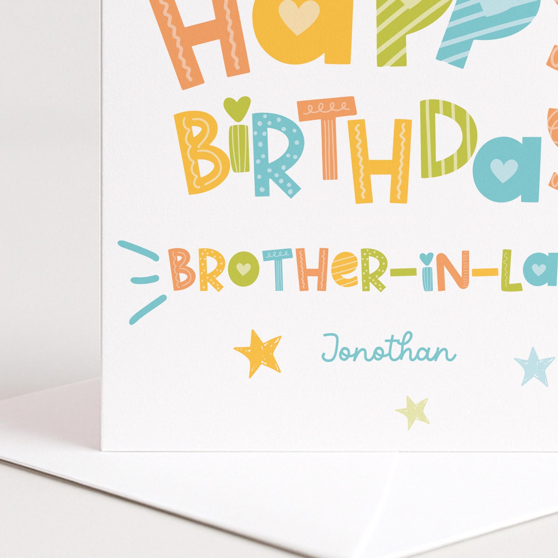Birthday Card for Brother in Law, Personalised Brother in Law Birthday Card, Colourful Happy Birthday Brother in Law Card