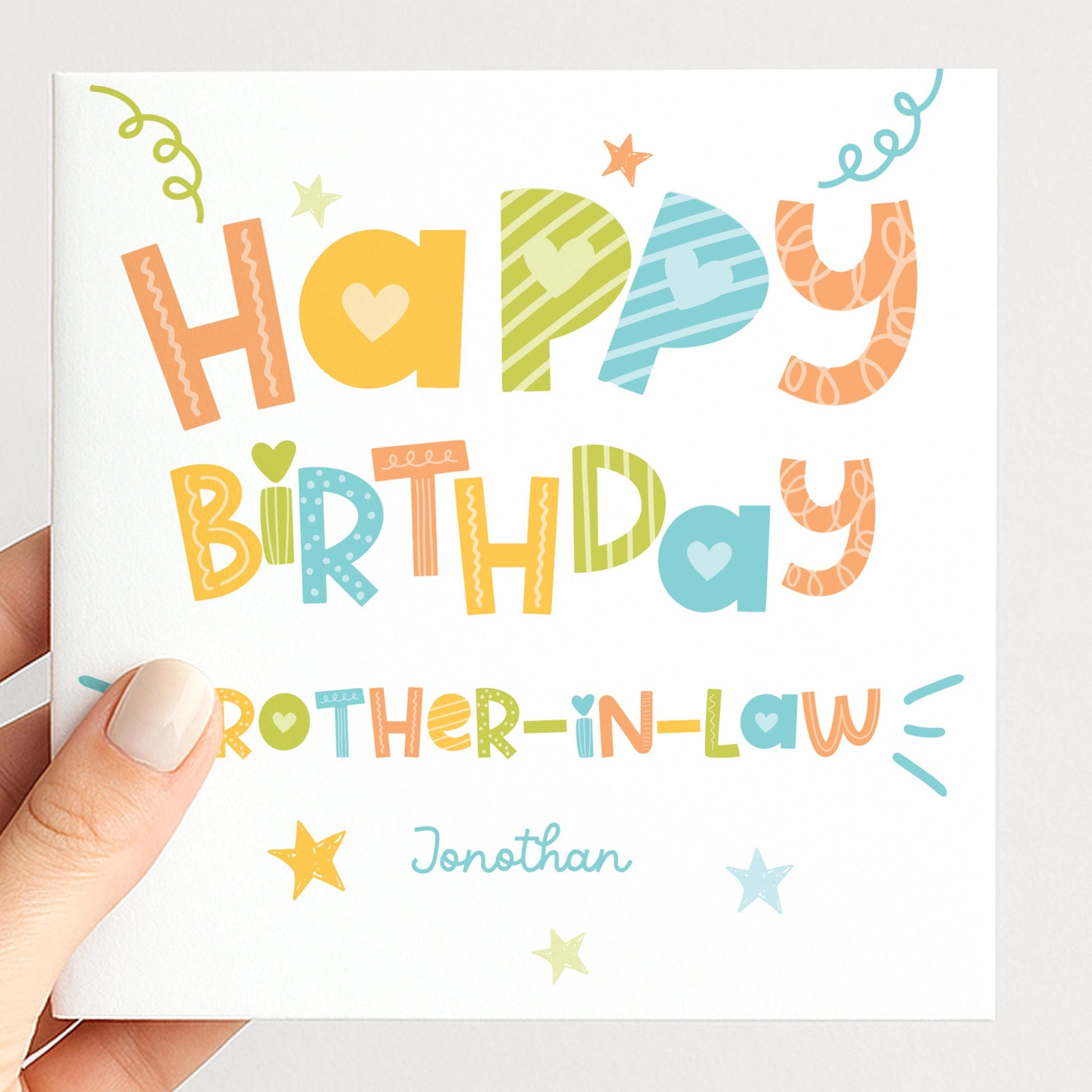 Birthday Card for Brother in Law, Personalised Brother in Law Birthday Card, Colourful Happy Birthday Brother in Law Card