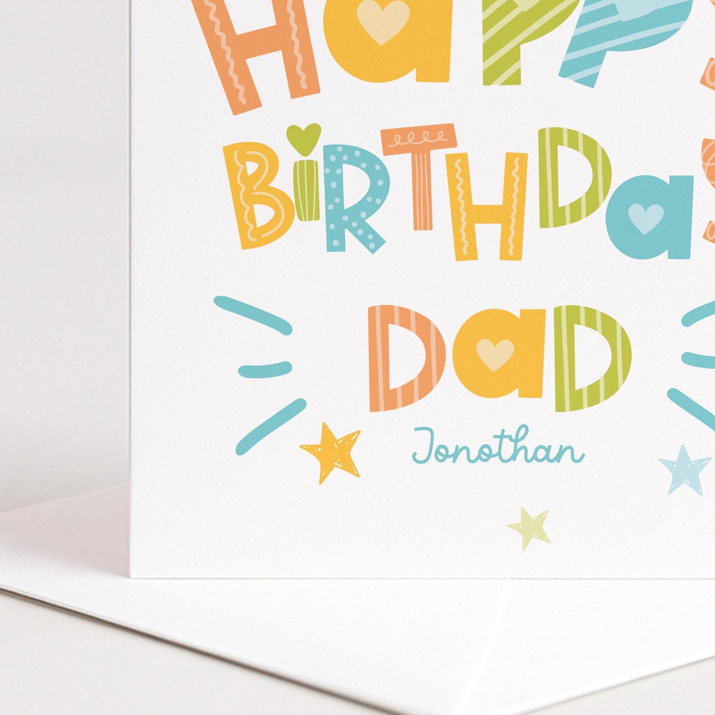 Birthday Card for Dad, Personalised Dad Birthday Card, Colourful Happy Birthday Dad Card, Custom Name Card for Dad