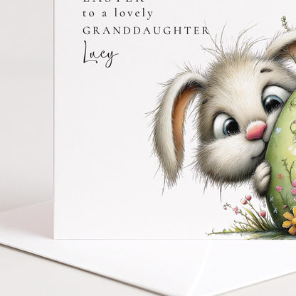 Easter Card for Granddaughter, Personalised Granddaughter Easter Card, Cute Bunny Easter Card, Happy Easter Card for Grandchild