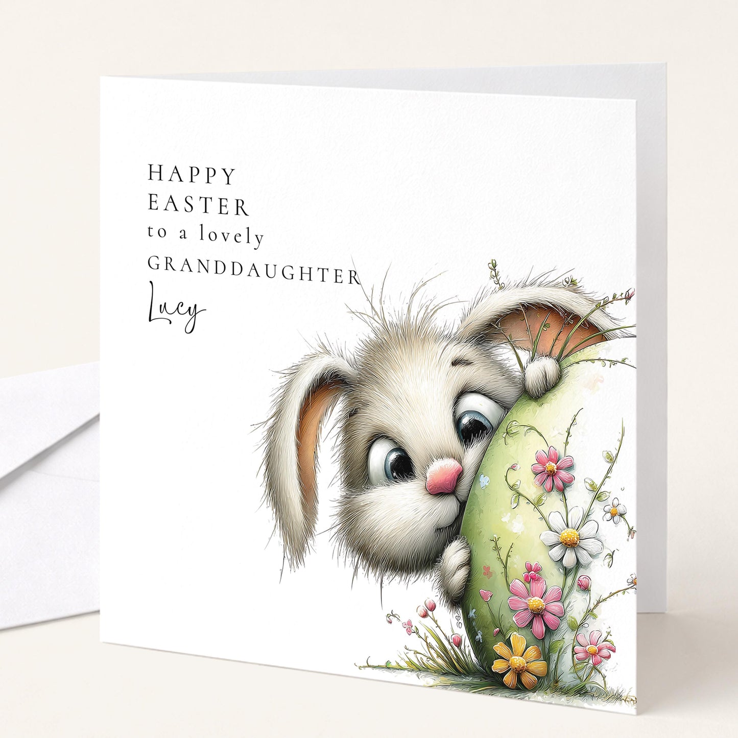Easter Card for Granddaughter, Personalised Granddaughter Easter Card, Cute Bunny Easter Card, Happy Easter Card for Grandchild