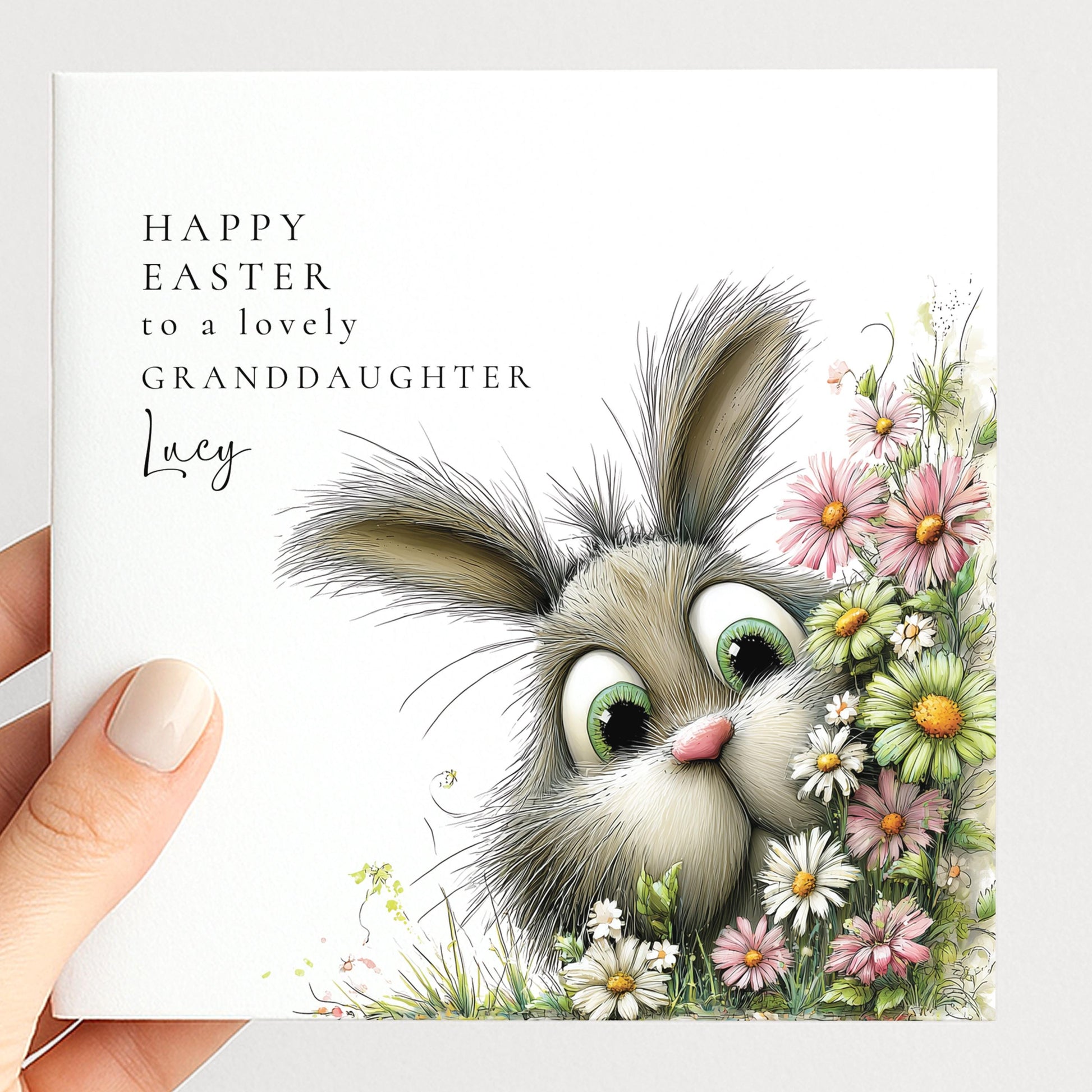 Easter Card for Granddaughter, Personalised Granddaughter Easter Card, Cute Bunny Easter Card, Happy Easter Card with Name