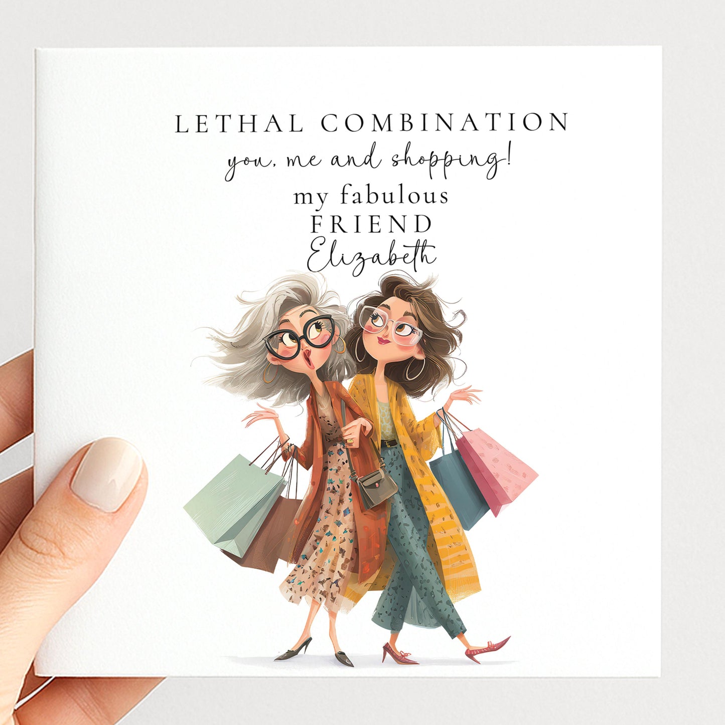 Funny Birthday Card for Friend, Shopping Birthday Card, Lethal Combination Card, Best Friend Card, Personalised Friend Card