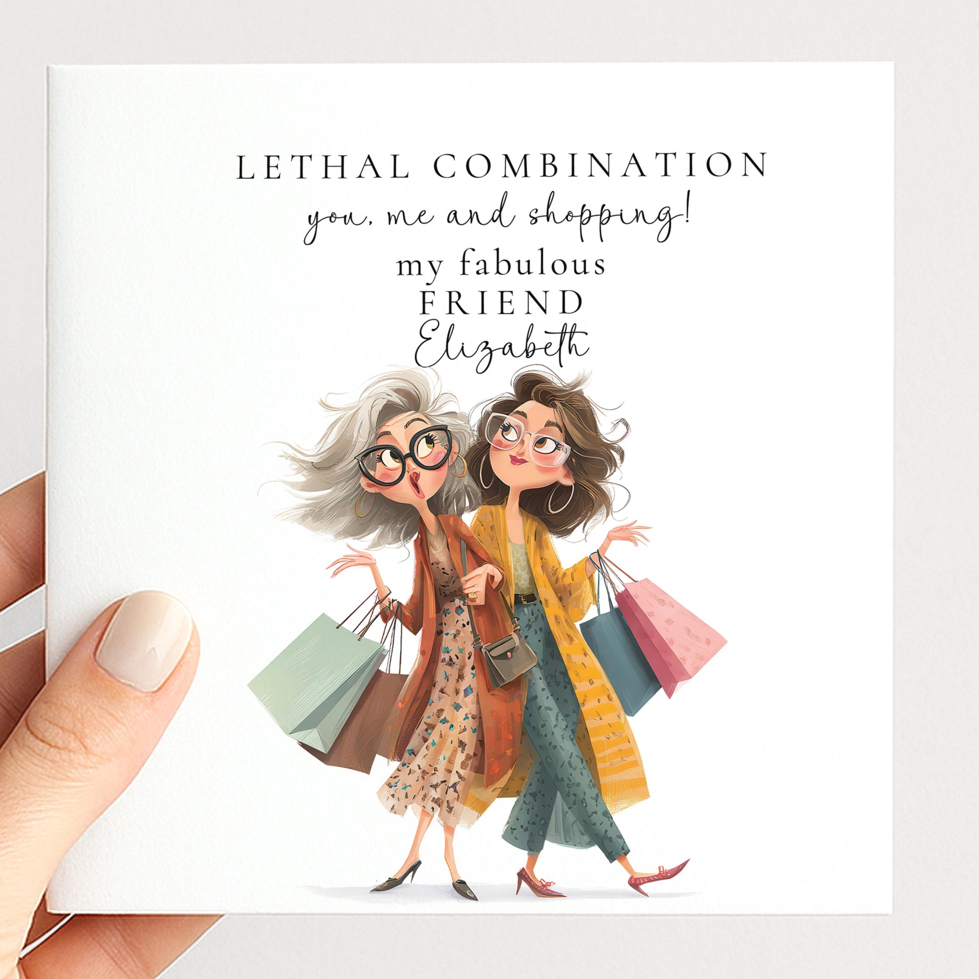 Funny Birthday Card for Friend, Shopping Birthday Card, Lethal Combination Card, Best Friend Card, Personalised Friend Card