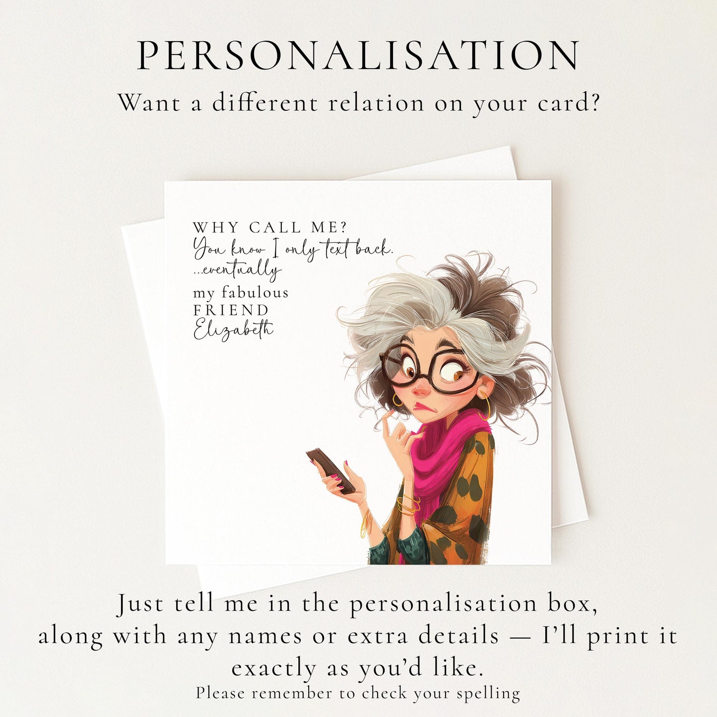 Funny Birthday Card for Friend, Why Call Me Card, Text Back Eventually Card, Modern Humour Card, Personalised Friend Card
