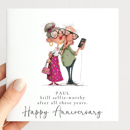 Funny Anniversary Card For Husband - Still Selfie Worthy