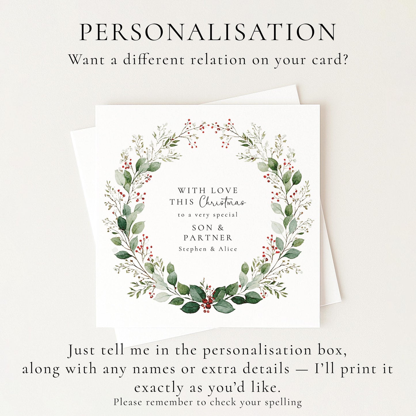 Personalised Christmas Card Son and Daughter in law