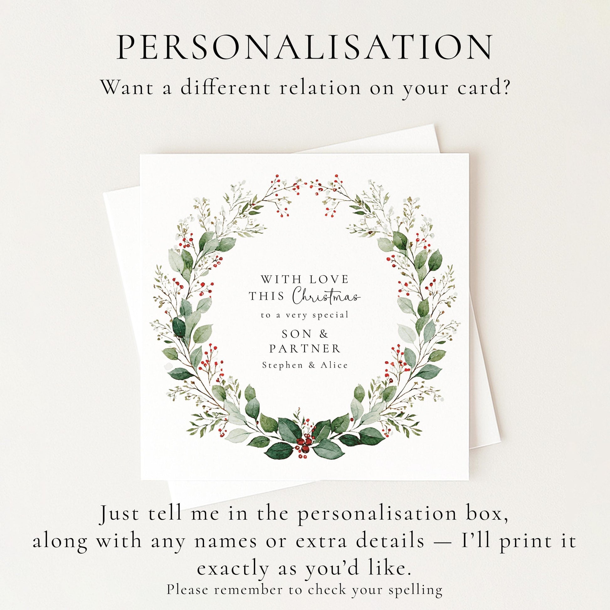 Personalised Christmas Card Son and Daughter in law