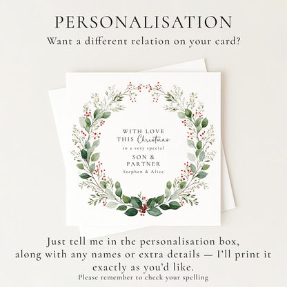 Personalised Christmas Card Son and Daughter in law