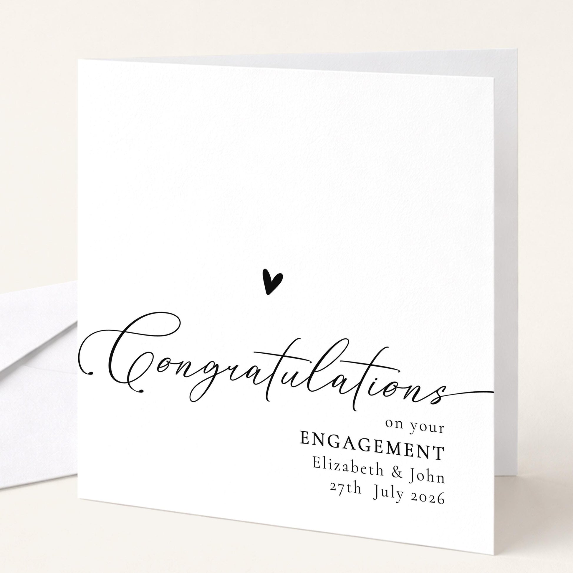 Engagement Congratulations Card – Personalised Wedding Keepsake With Printed Message
