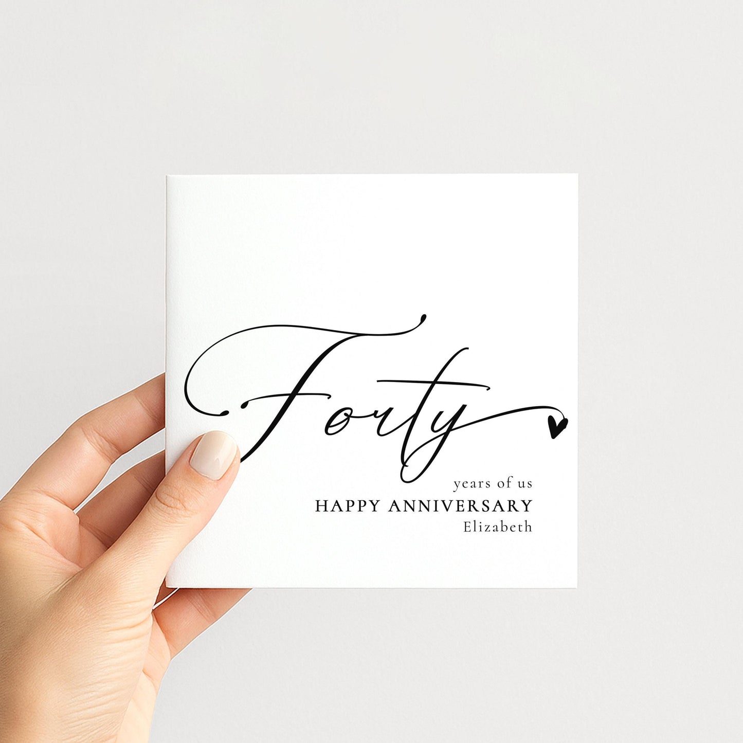 40th Anniversary Card – Personalised Name, Modern Script & Custom Message Insert