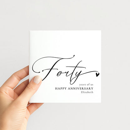 40th Anniversary Card – Personalised Name, Modern Script & Custom Message Insert