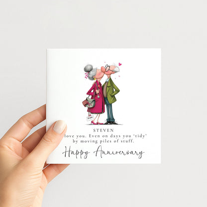 Funny Anniversary Card - Personalised Husband Greeting With Custom Message