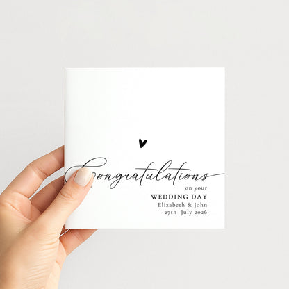 Wedding Congratulations Card – Personalised Elegant Wedding Day Keepsake with Envelope
