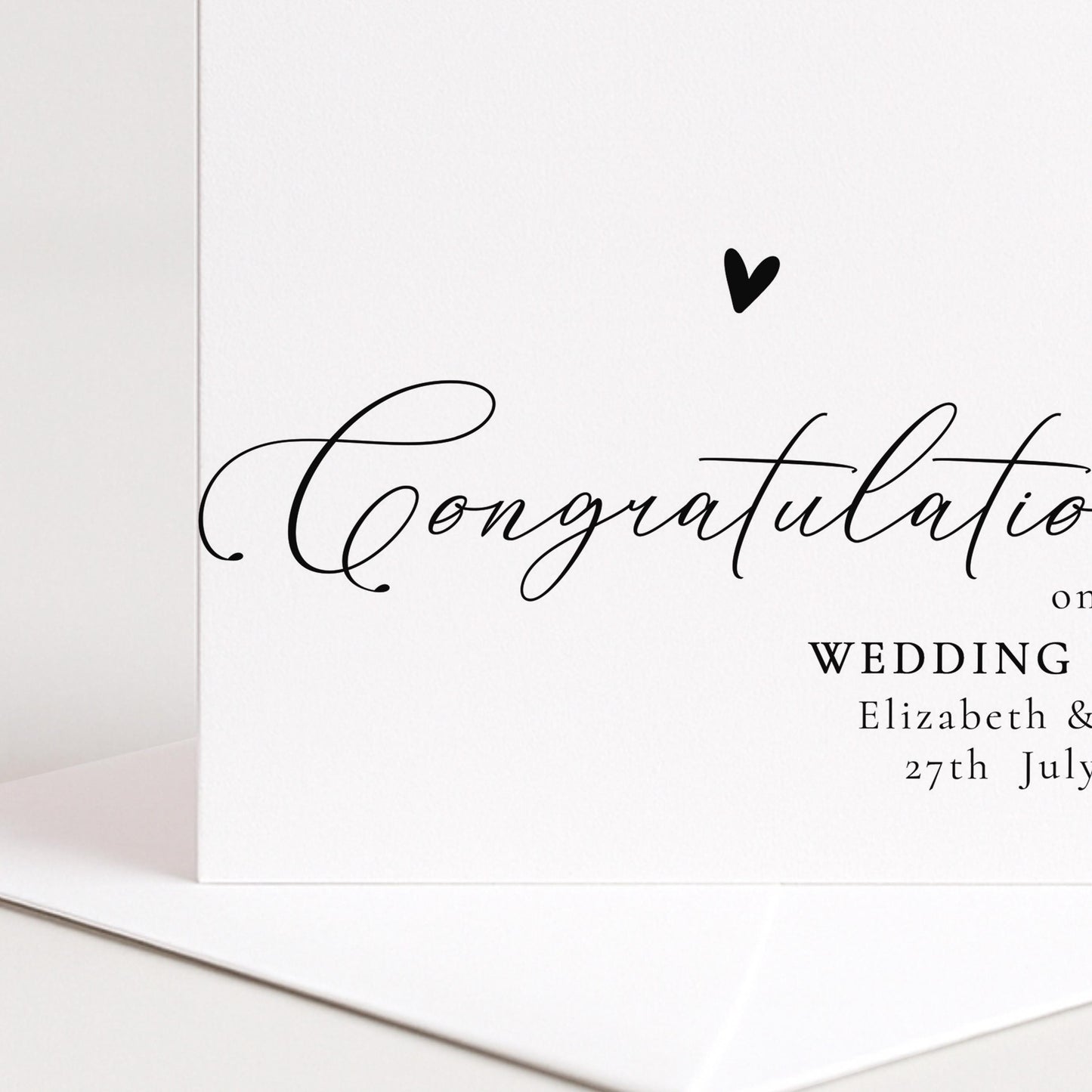 Wedding Congratulations Card – Personalised Elegant Wedding Day Keepsake with Envelope