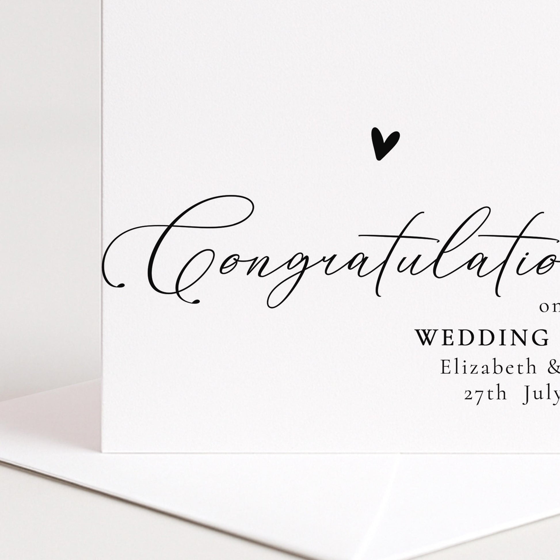 Wedding Congratulations Card – Personalised Elegant Wedding Day Keepsake with Envelope