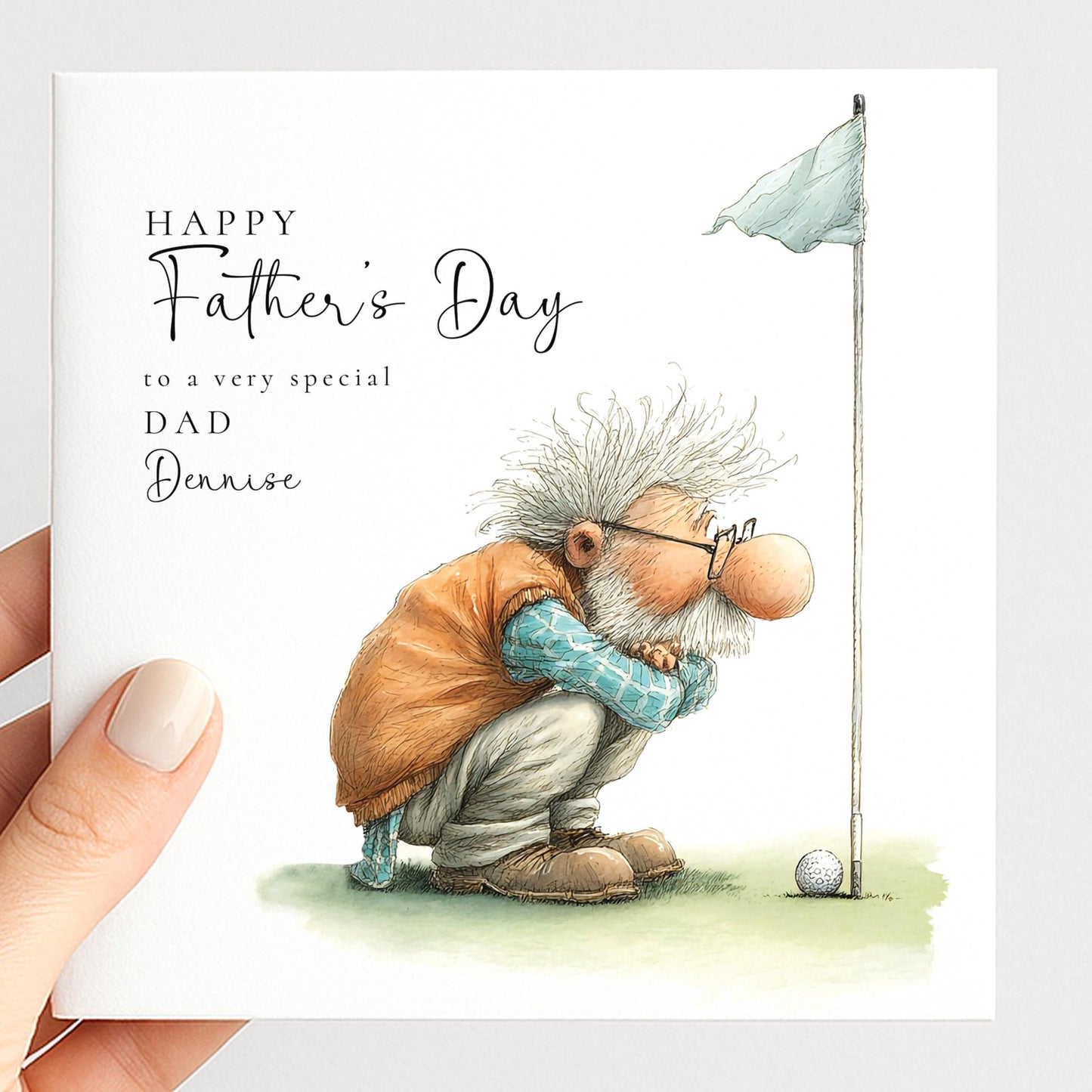 Fathers Day Card Dad Golf – Personalised Matte Finish Golf-Themed Greeting Card