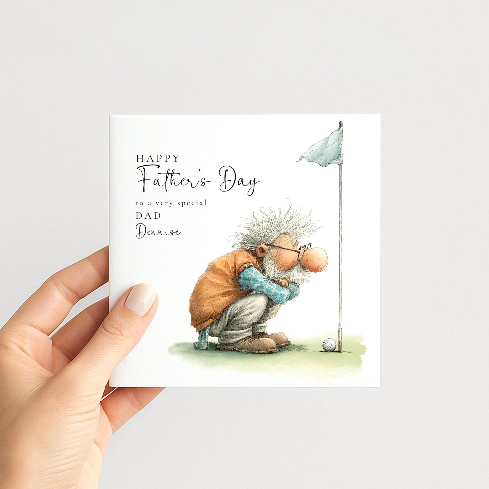 Fathers Day Card Dad Golf – Personalised Matte Finish Golf-Themed Greeting Card