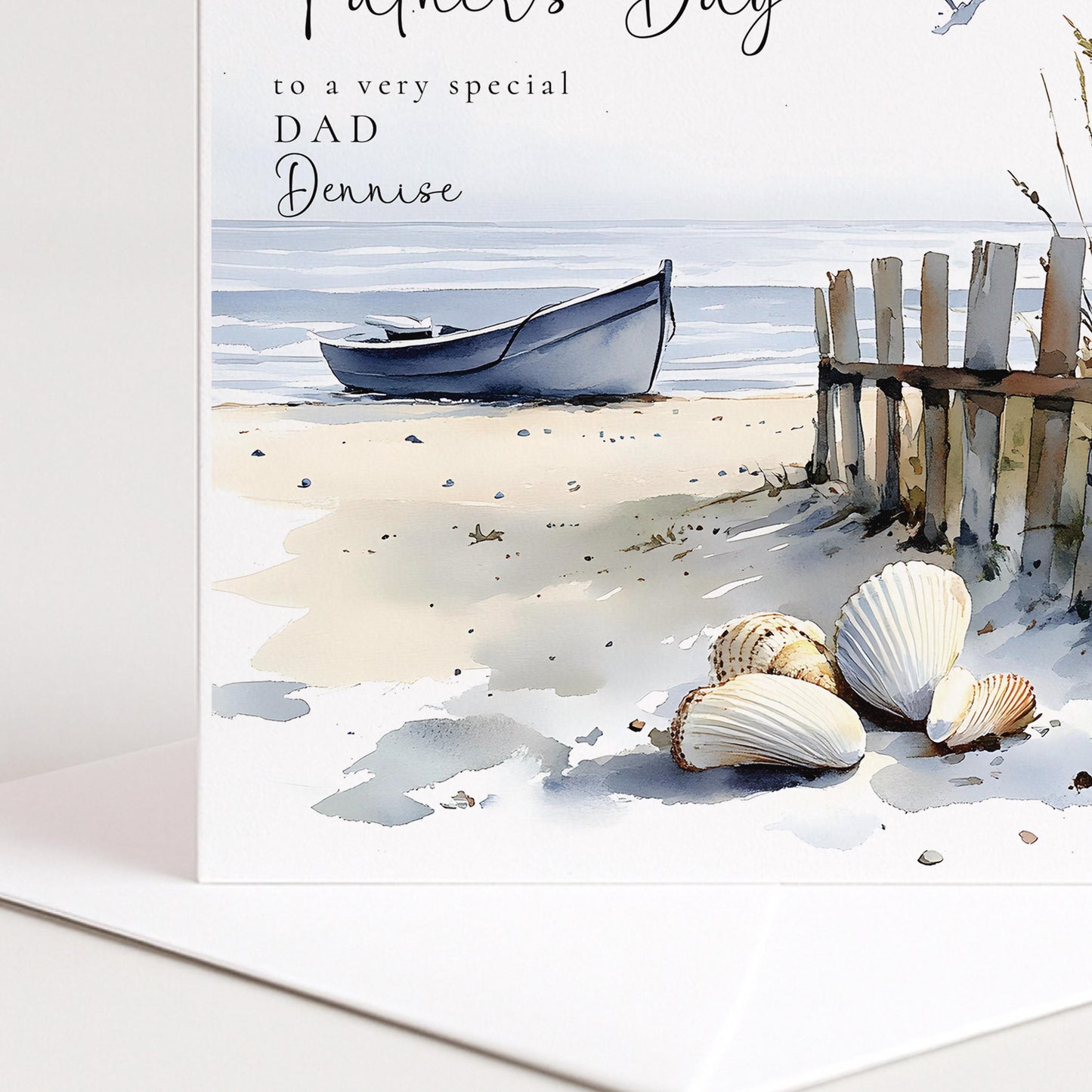 Fathers Day Card – Personalised Beach Greeting Card With Printed Message