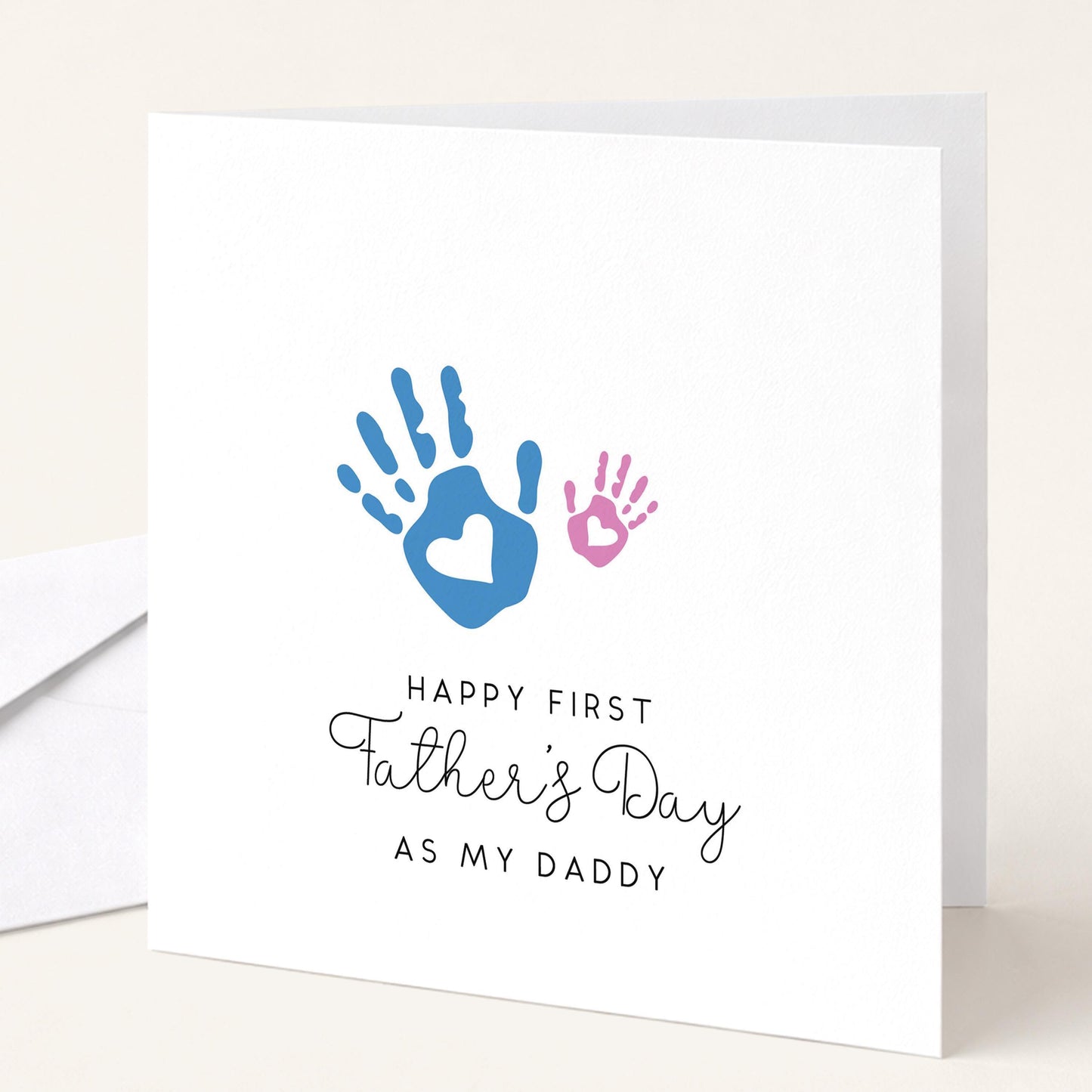 First Fathers Day Card – Personalised Keepsake Dad Greeting With Handprint Design
