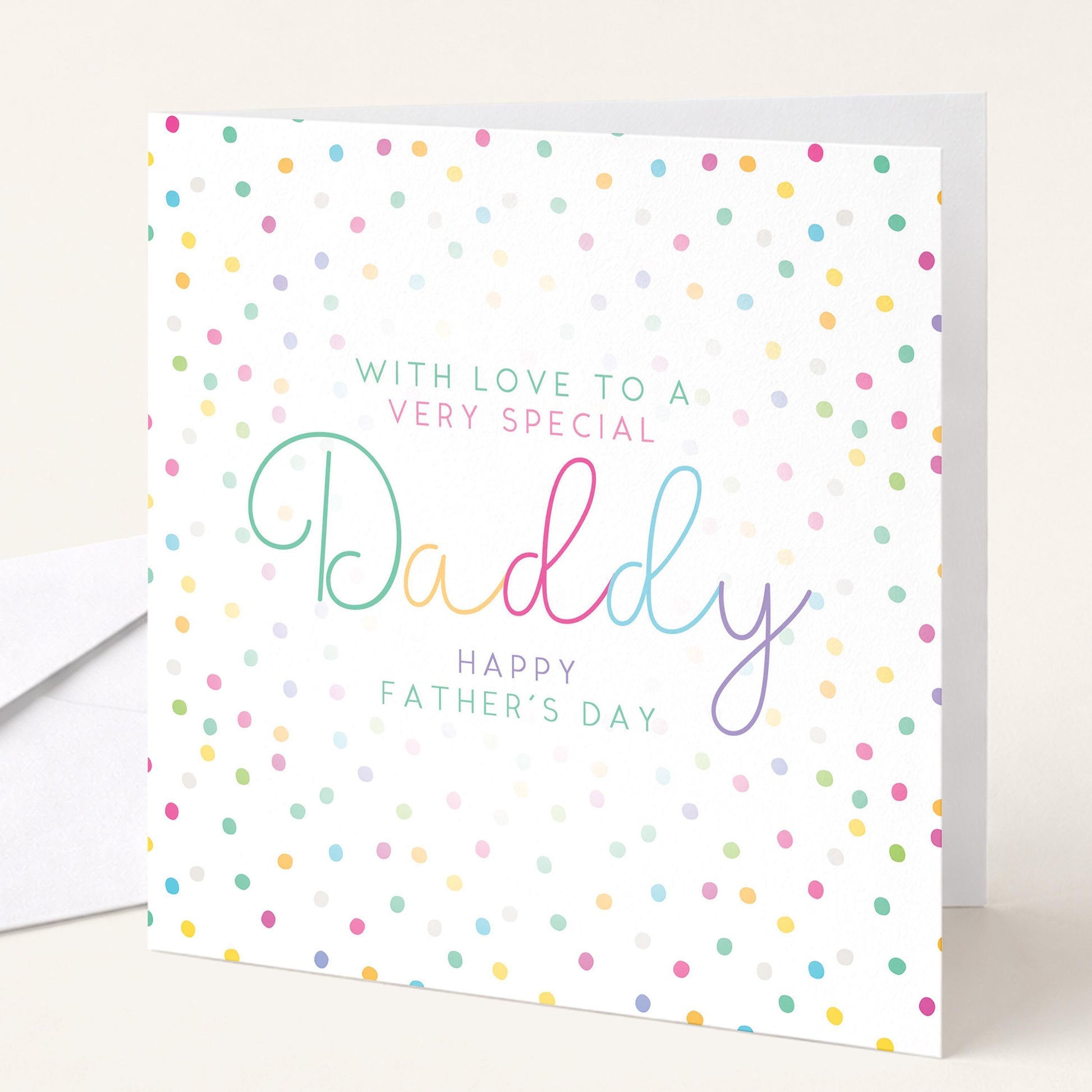 Fathers Day Card Daddy – Personalised Colourful Dad Gift Card With Envelope