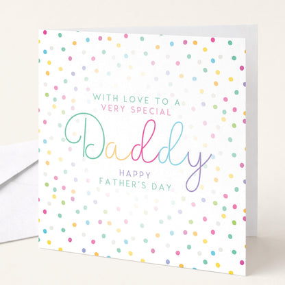 Fathers Day Card Daddy – Personalised Colourful Dad Gift Card With Envelope