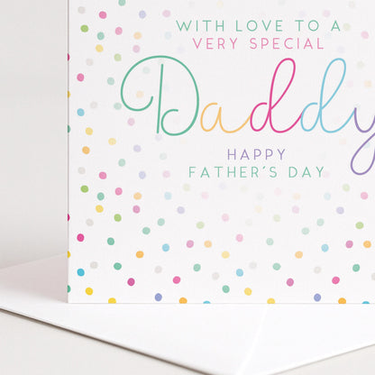 Fathers Day Card Daddy – Personalised Colourful Dad Gift Card With Envelope
