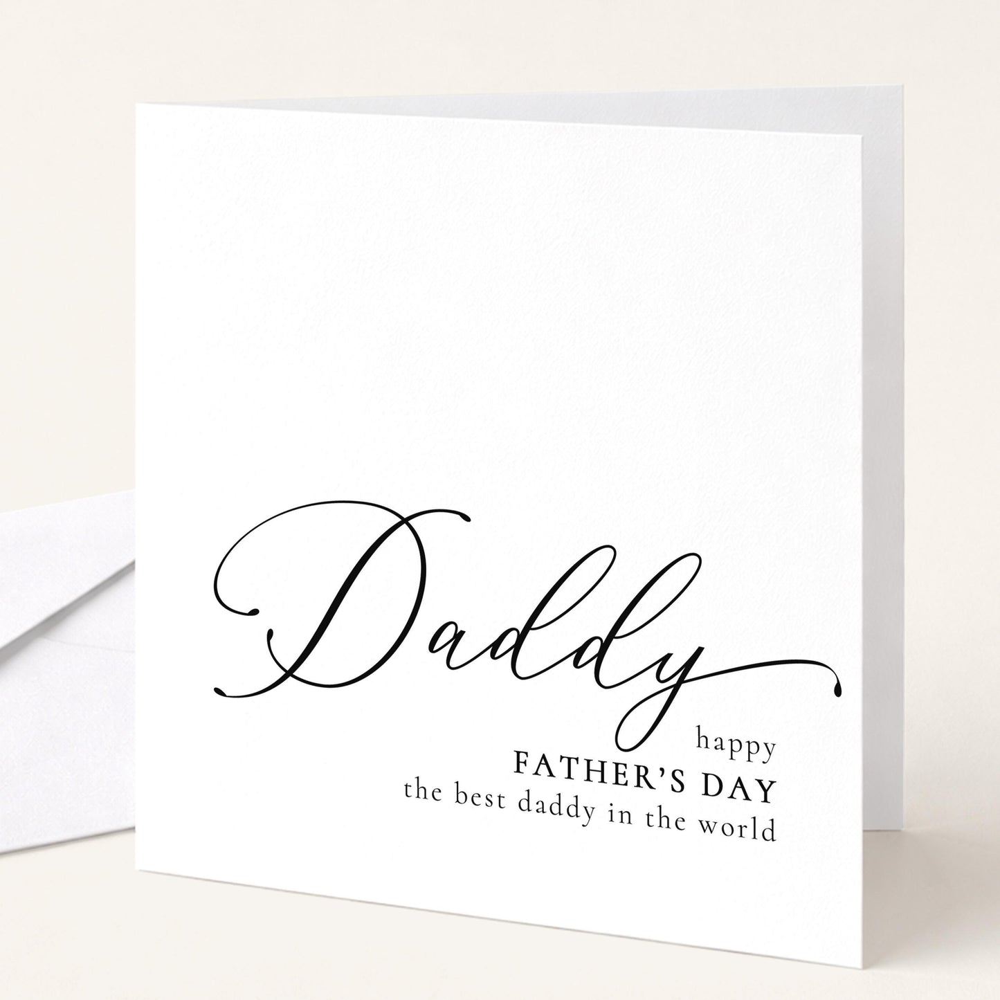 Fathers Day Card Daddy – Personalised Modern Script Design Folded Greeting Card