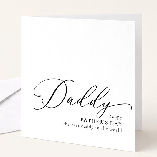 Fathers Day Card Daddy – Personalised Modern Script Design Folded Greeting Card