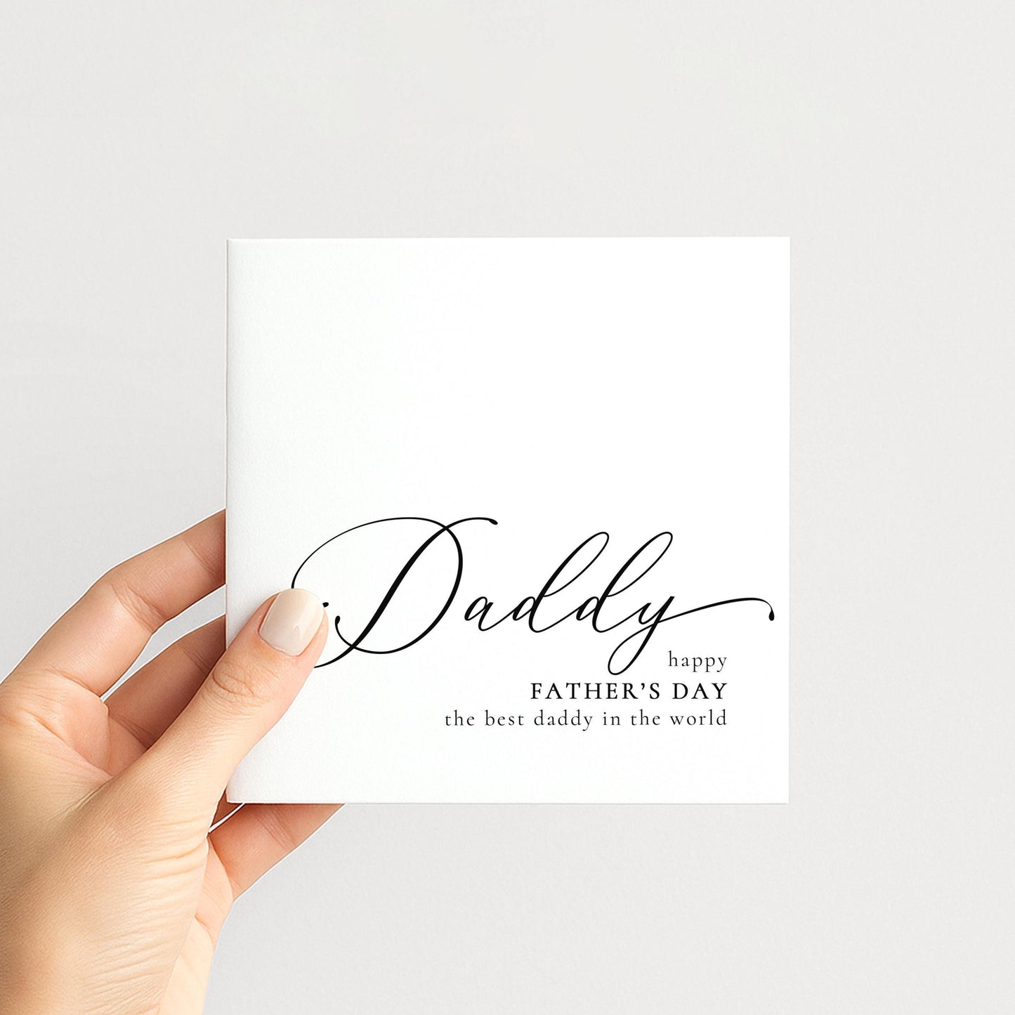 Fathers Day Card Daddy – Personalised Modern Script Design Folded Greeting Card