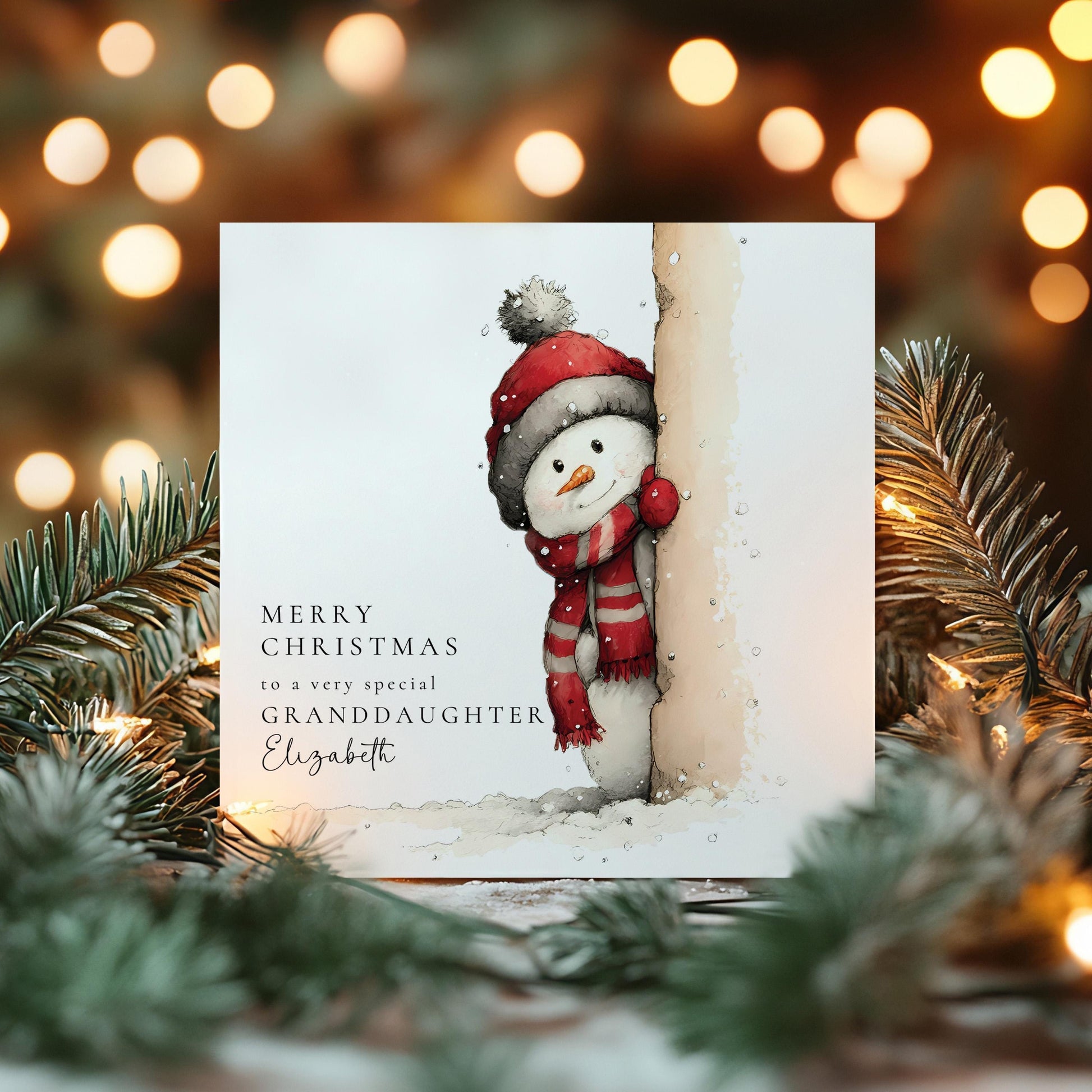 Granddaughter Christmas Card – Personalised With Festive Santa