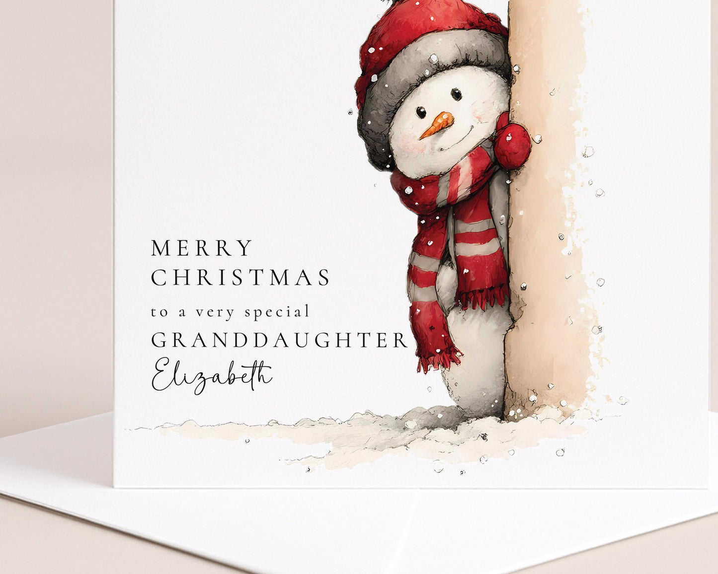 Granddaughter Christmas Card – Personalised With Festive Santa