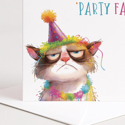 Funny Cat Birthday Card - This Is My Party Face