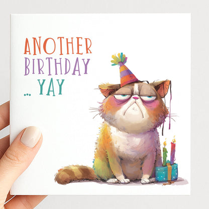 Funny Cat Birthday Card - Another Birthday Yay
