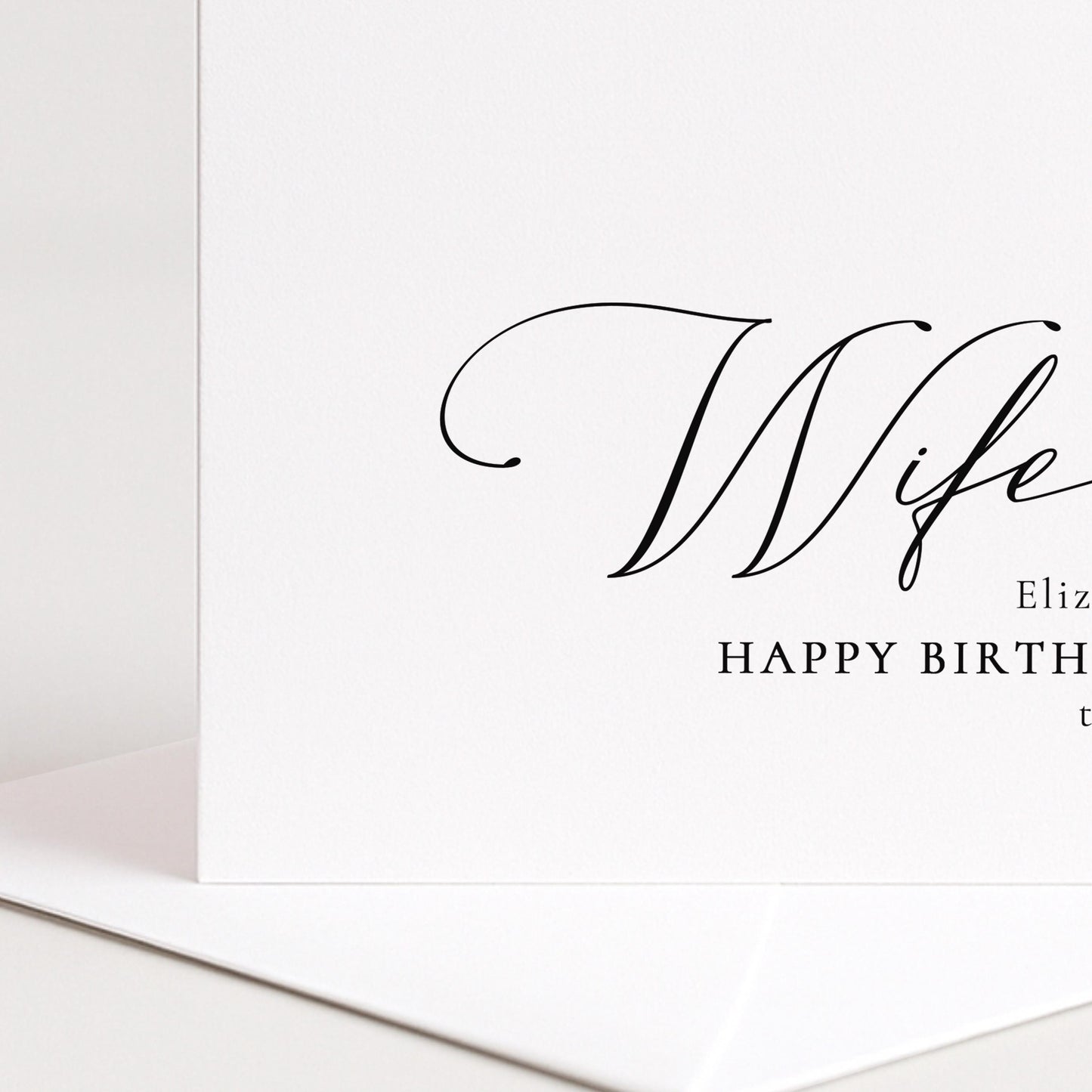 Wife Birthday Card - Personalised Name & Stylish Modern Folded Greeting Card
