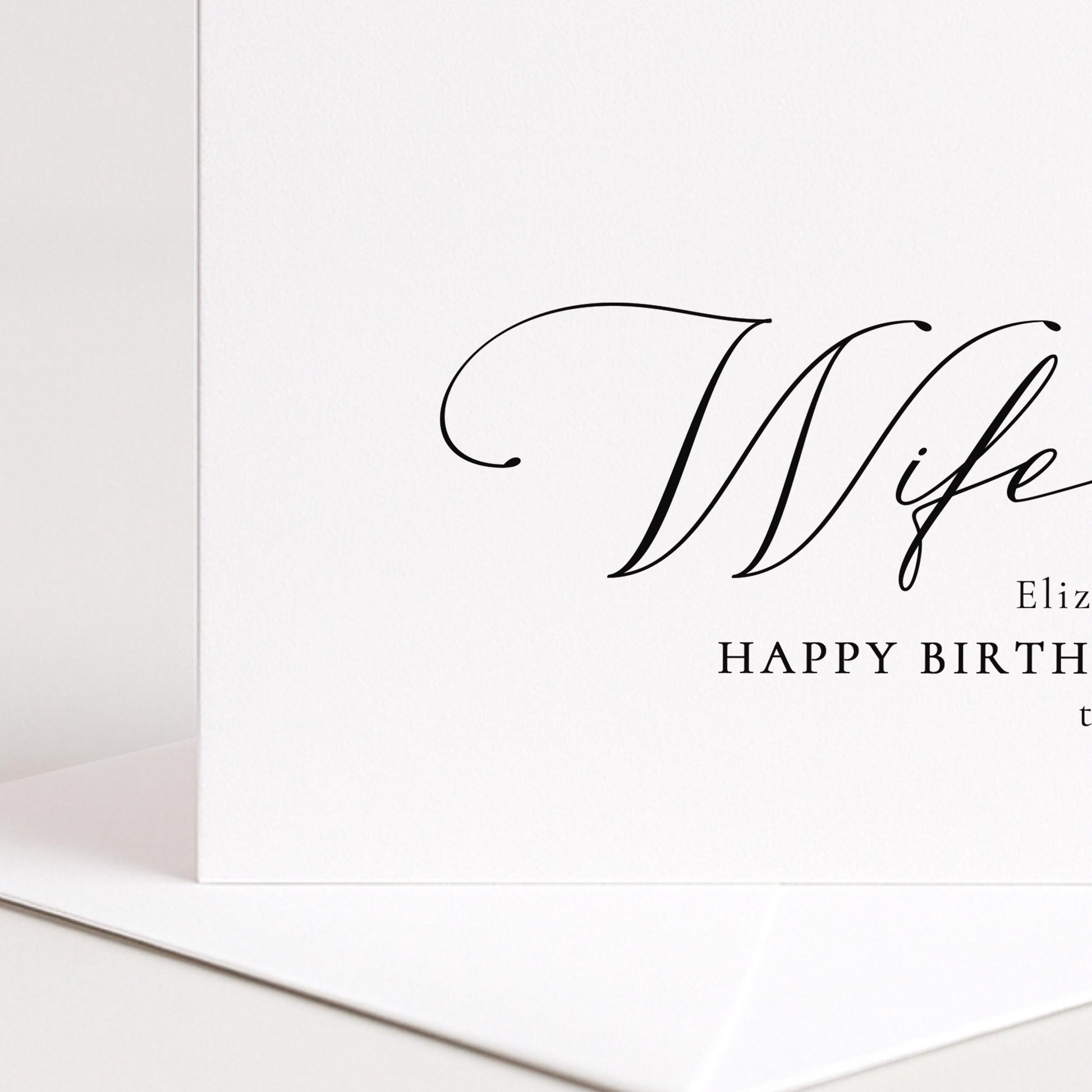 Wife Birthday Card - Personalised Name & Stylish Modern Folded Greeting Card