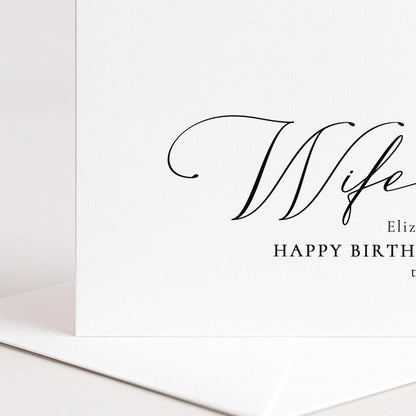 Wife Birthday Card - Personalised Name & Stylish Modern Folded Greeting Card