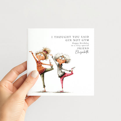 Funny Friend Birthday Card – Humorous Gin Lover Greeting With Personalised Name