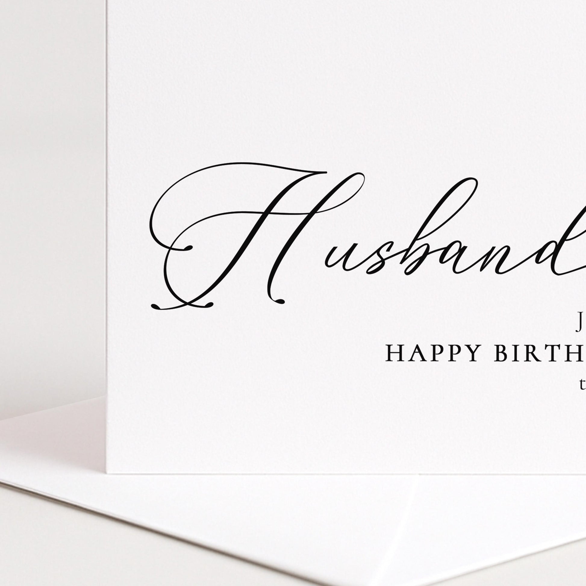Husband Birthday Card - Personalised Name, Stylish Script Font & Matte Finish