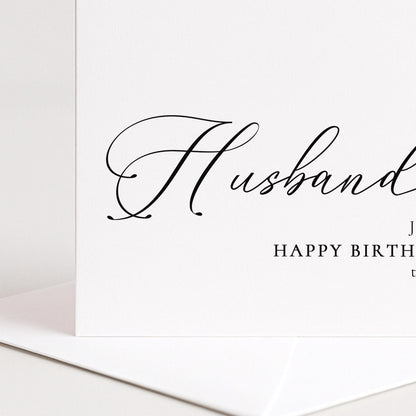 Husband Birthday Card - Personalised Name, Stylish Script Font & Matte Finish