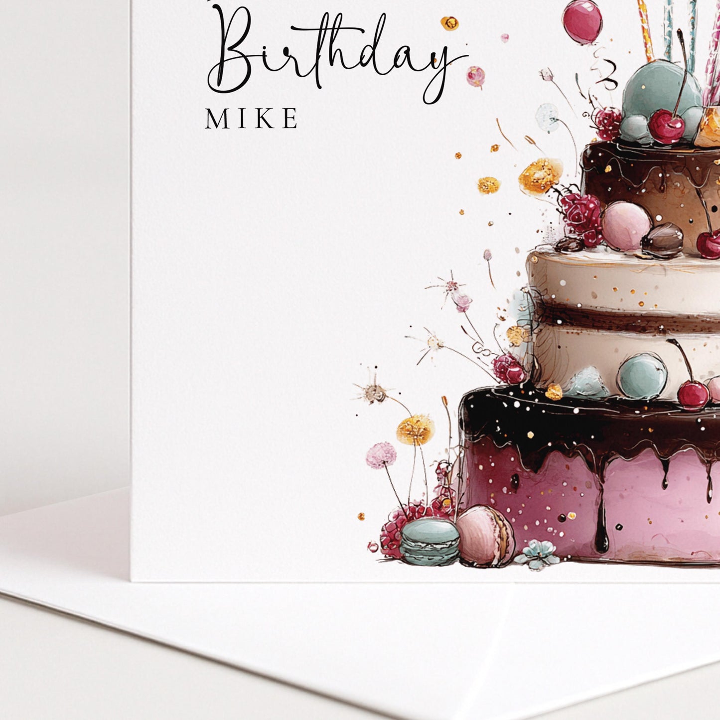 Personalised Birthday Card - Chocolate Cake - Any Age