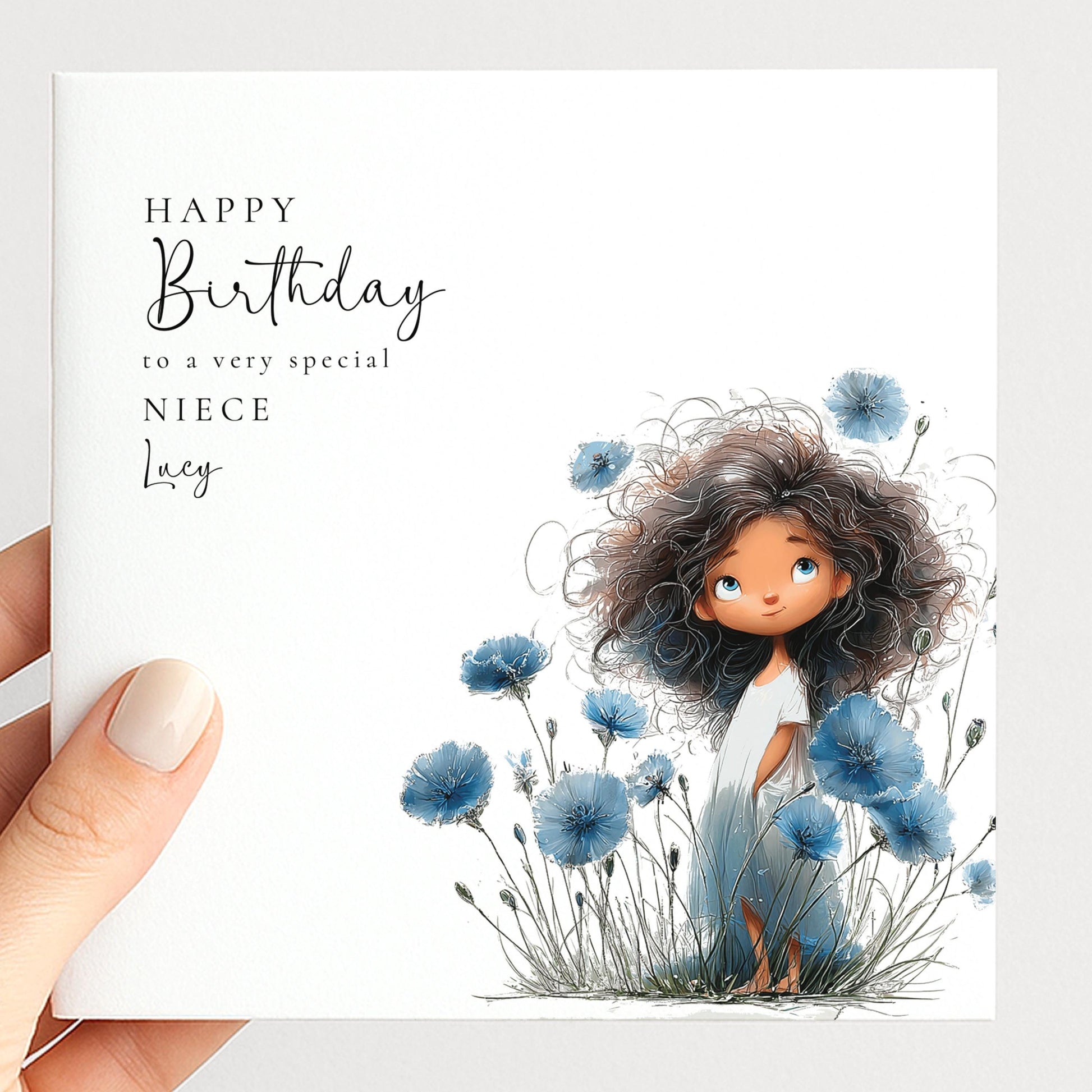 Birthday Card For Niece - Dark Haired Girl