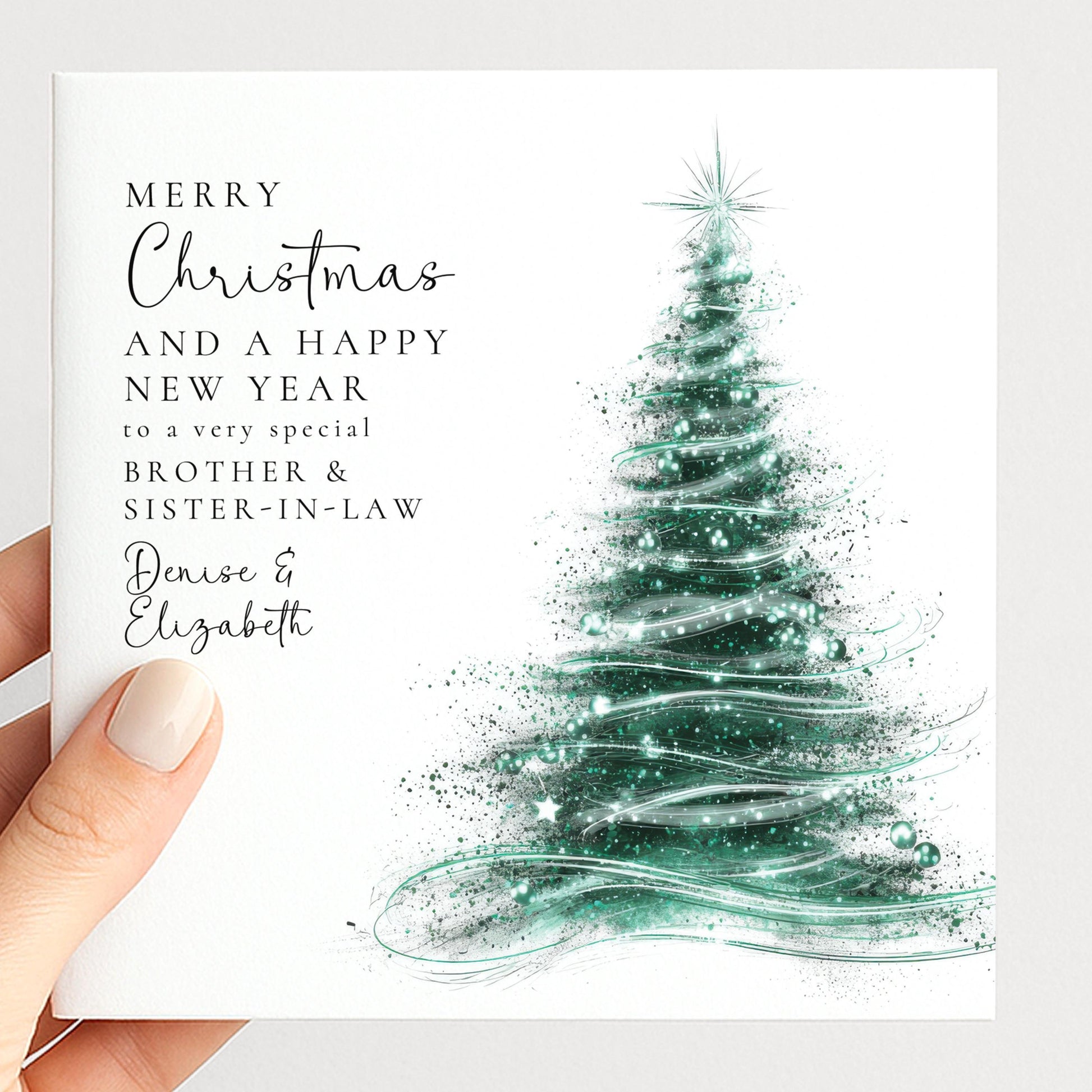 Personalised Christmas Card for Brother and Sister-in-law Christmas Tree Card