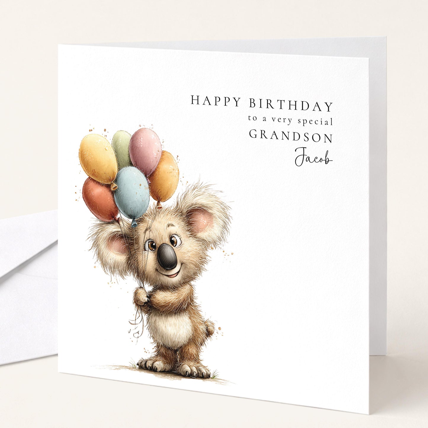 Personalised Grandson Birthday Card – Customised Matte Finish Greeting Card With Envelope
