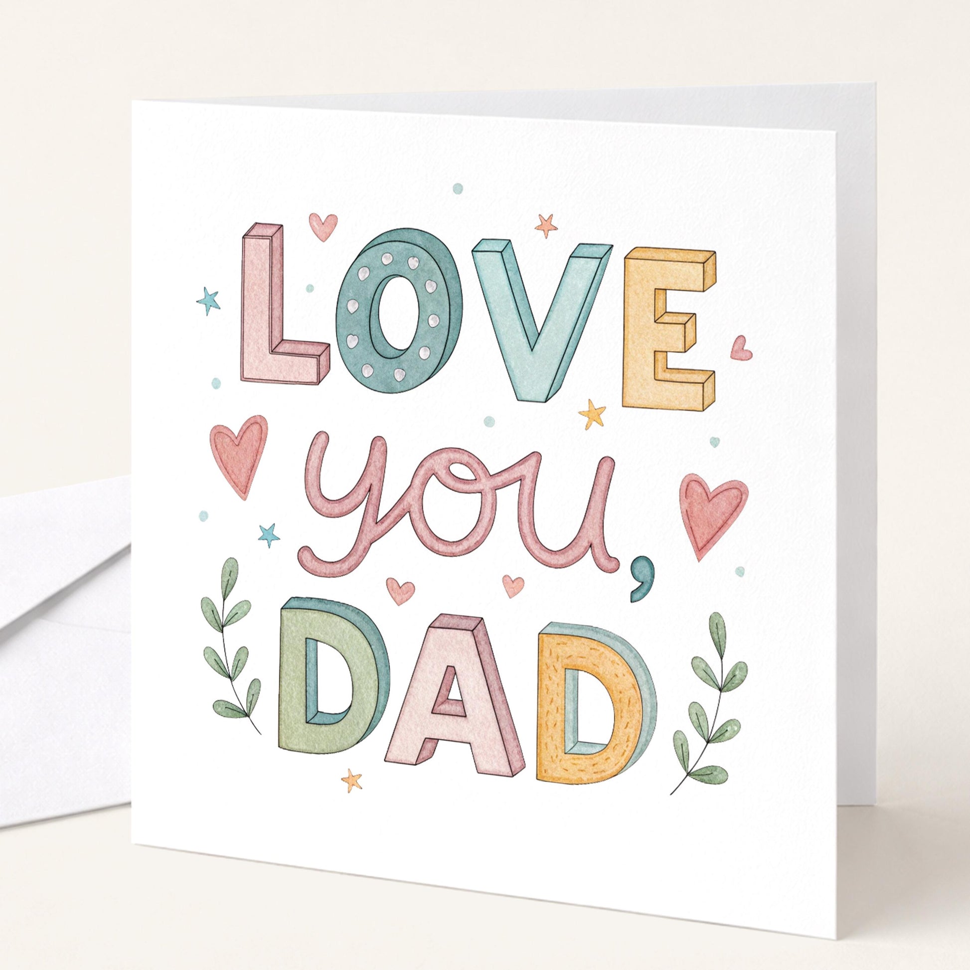 Love You Dad Card – Bright Fathers Day Card With Colourful, Cheerful Design