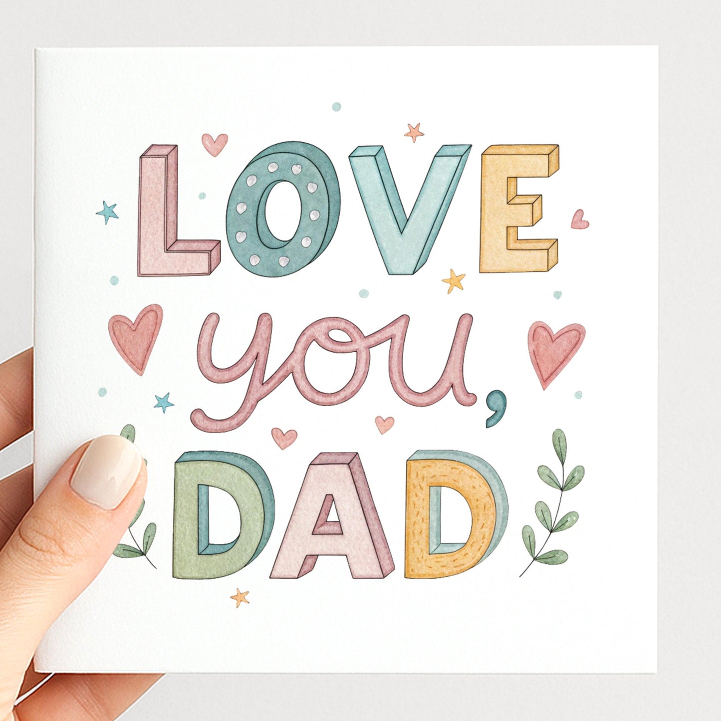 Love You Dad Card – Bright Fathers Day Card With Colourful, Cheerful Design