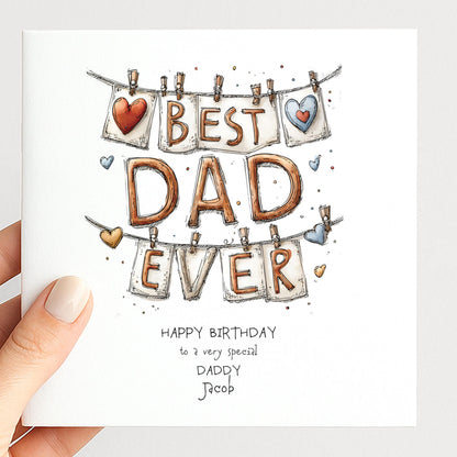Fathers Day Card Daddy - Personalised Colourful Dad Greeting Card With Matte Finish